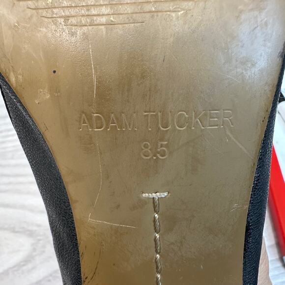 Adam Tucker Mylee Mule Sandal WMNS 8 Black Perforated Leather Block Heel Slip On - Picture 8 of 10